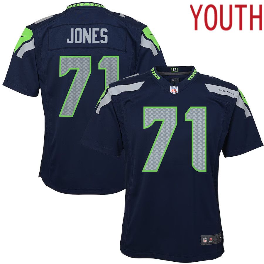 Youth Seattle Seahawks #71 Walter Jones Nike Navy Blue Retired Game NFL Jersey->women nfl jersey->Women Jersey